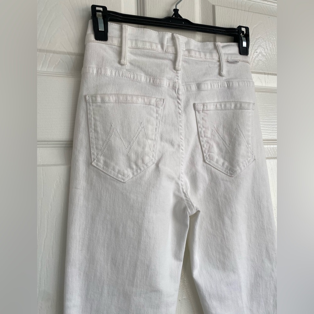 MOTHER The Hustler Ankle Fray In Fairest Of Them All White High Rise Jeans 24 - Picture 10 of 15